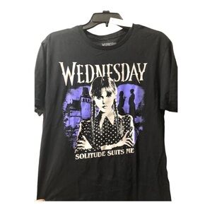 Wednesday Addams solitude suits me black‎ tshirt size medium new